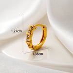 Gold color / 1 Piece Simple Series Copper  Gold Color Material Zircon Women's Hoop Earrings Picture3